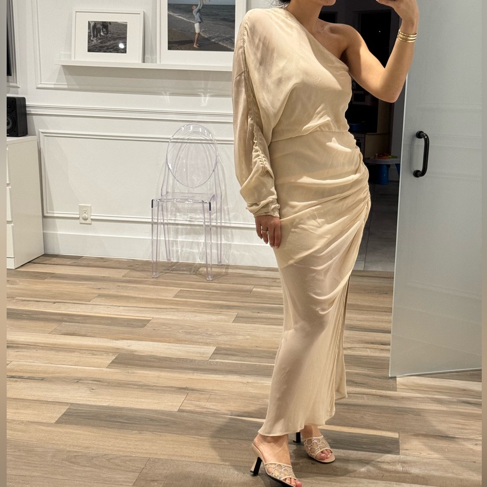 Manning cartell one shoulder chiffon gown